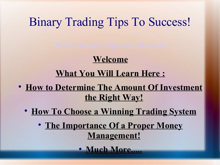 Binary Options Trading Tips and Strategies