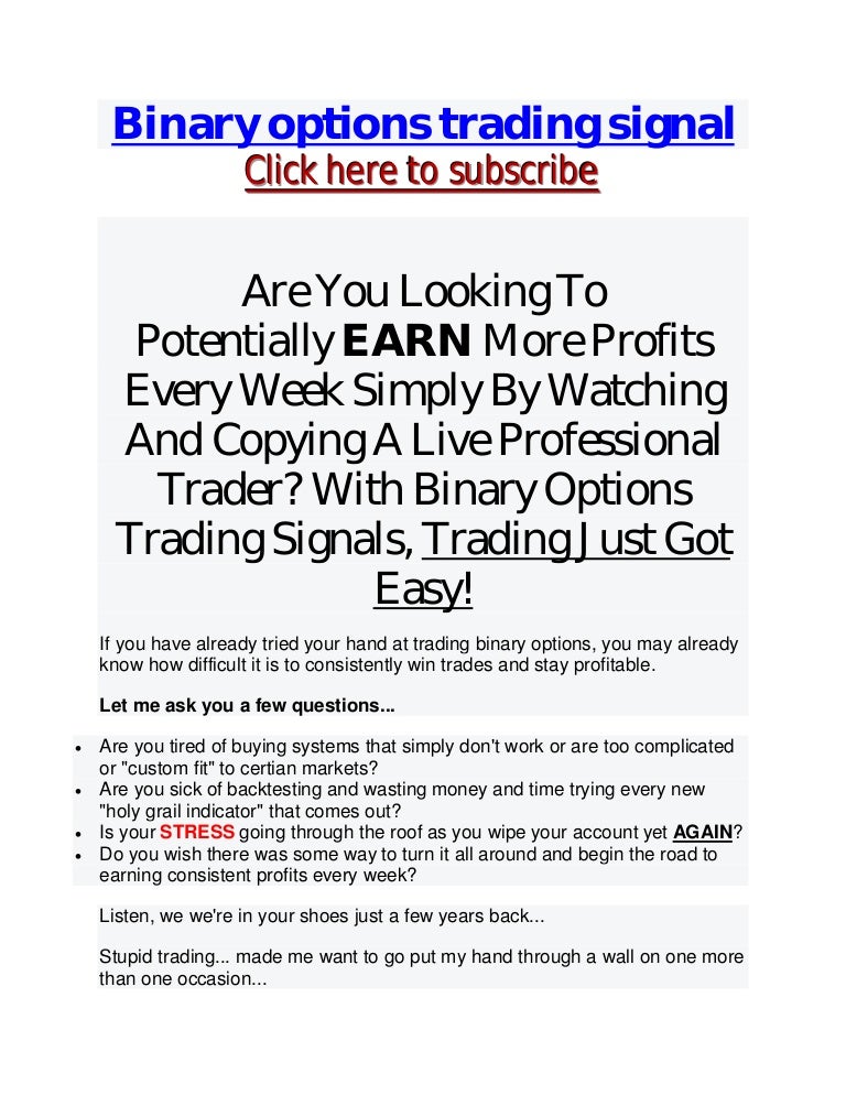 Binary option trading signal