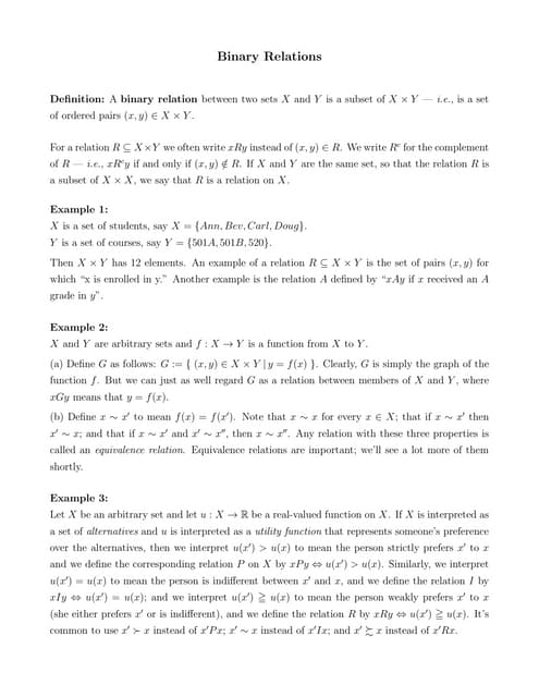 Binary relations