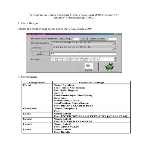 Binary Search Program in Visual Basic 2008 | PDF