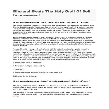 Binaural beats the holy grail of self improvement