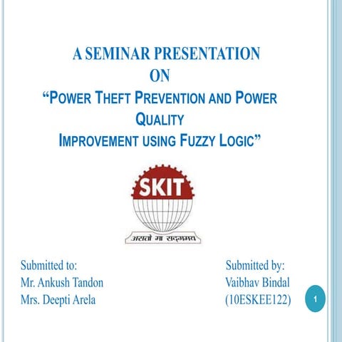 prevention of power theft and power uality by the help of fuzzy logic