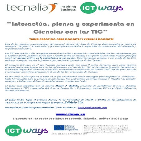 “Interactúa, piensa y experimenta en Ciencias con las TIC”