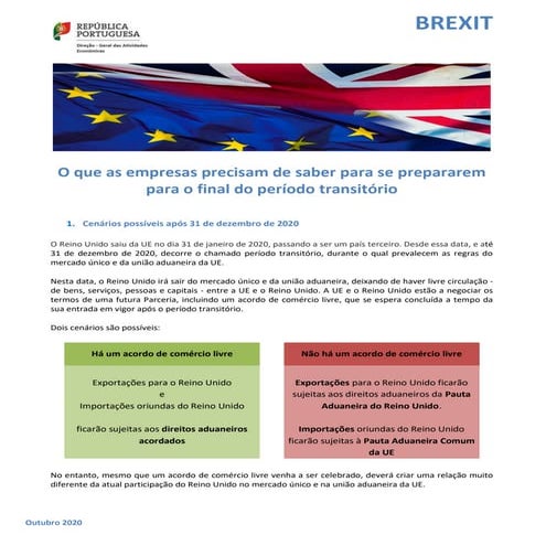 BREXIT: o que muda nas relações comerciais entre a UE e o Reino Unido
