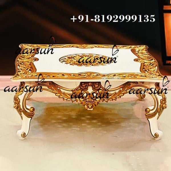 Elegant Carved Sofa Set with Center Table