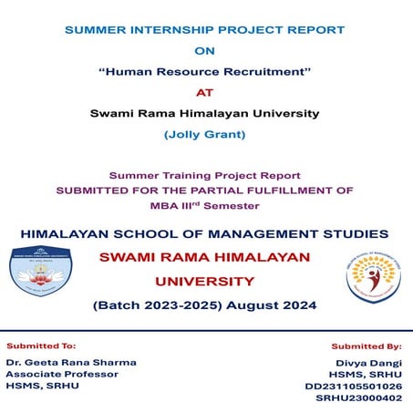 Human Resource Recruitment Summer Internship Report