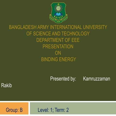 Binding energy for Engineers