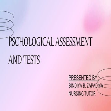 psychological assessment and tests presentation