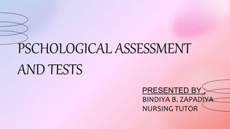 psychological assessment and tests presentation