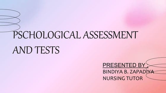 psychological assessment and tests presentation