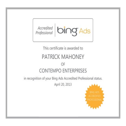 Bing Certification