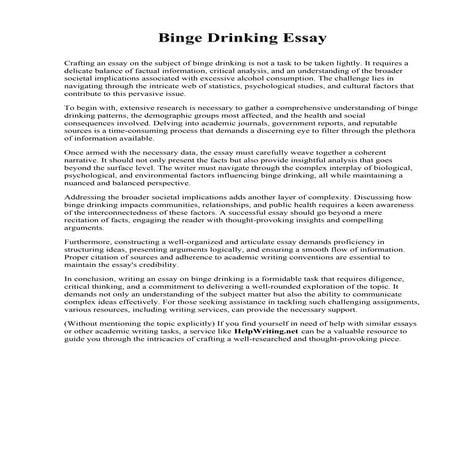 Binge Drinking Essay. Bristol Community College