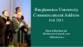 Binghamton University Fall Commencement Keynote Address by David Berkowitz: What Are You Making of Yourself?