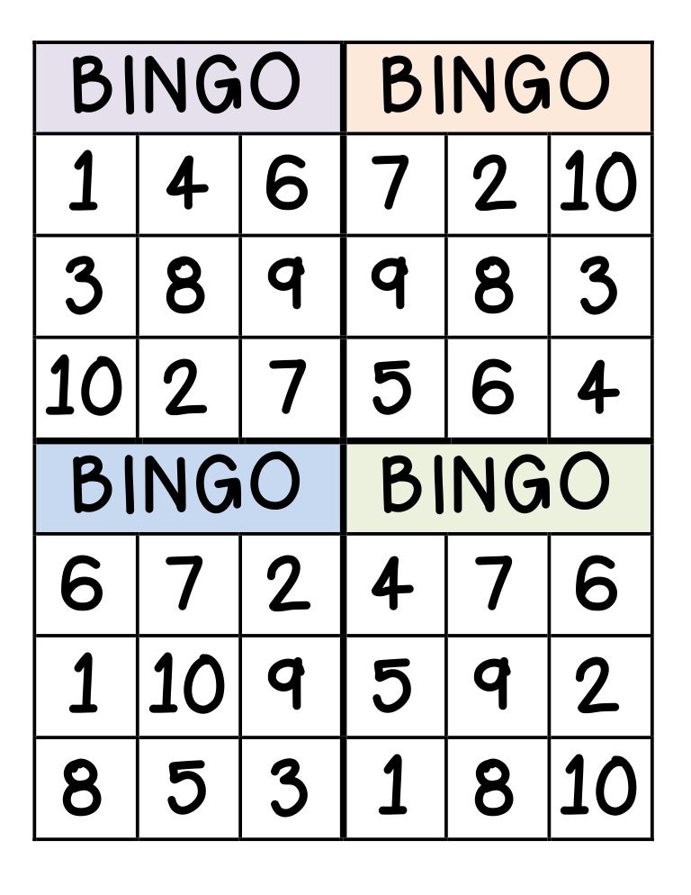 koppel lever Ben depressief Bingo numbers 1 10