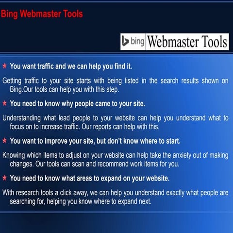Bing web master tools