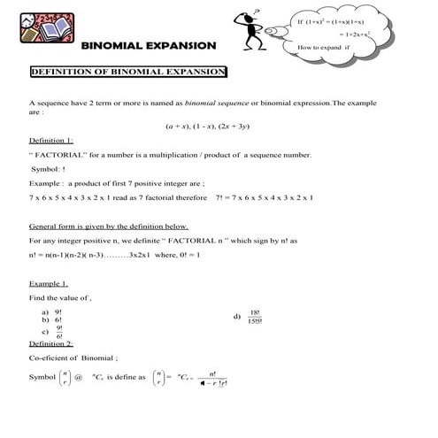 Binomial expansion+teorem pascal+mapping