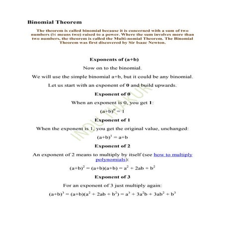 Binomial theorem