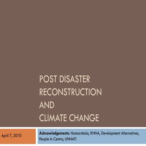 India - post-disaster reconstruction and climate change