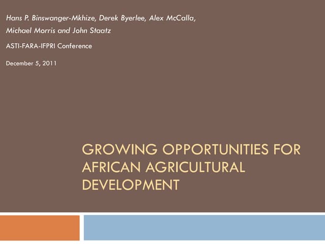 Growing Opportunities for African Agricultural Development