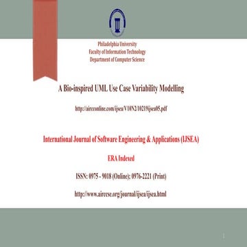 Bio inspired use case variability modelling, ijsea