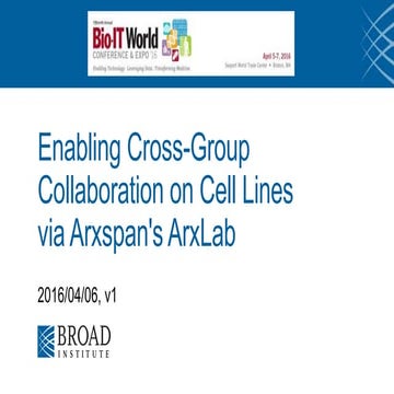 2016 Bio-IT World Cell Line Coordination 2016-04-06v1