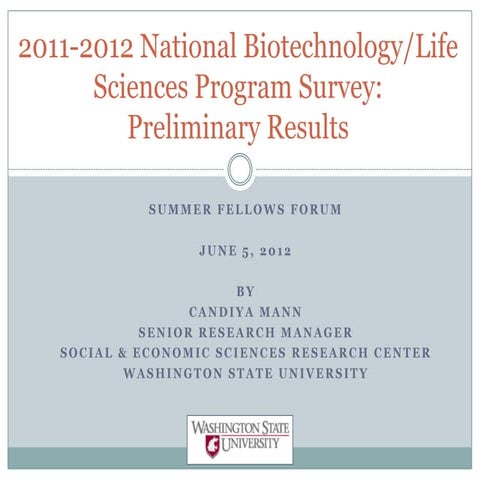 Bio link evaluation for sff - national program survey 6-1-12