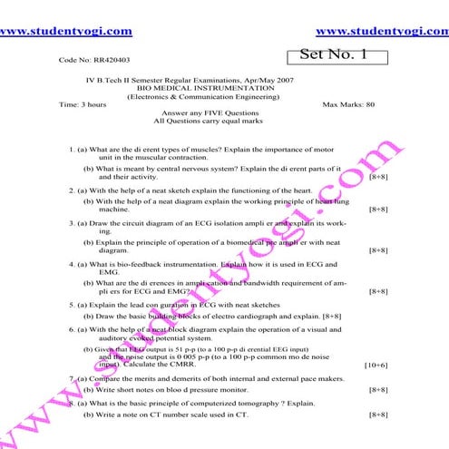 Bio Medical Instrumentation Jntu Model Paper{Www.Studentyogi.Com}