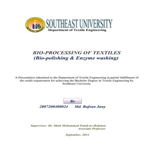 Bio processing of textiles - Md. Rafsan Jany