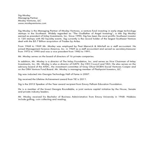 Bio - Sig Mosley | PDF