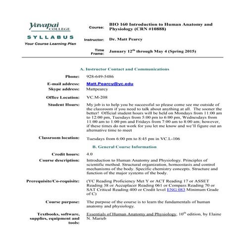 Bio 160 hybrid syllabus spring 15