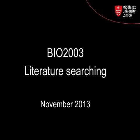 Bio2003 lit searching nov 2013