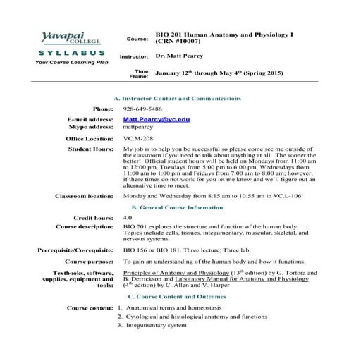 Bio 201 syllabus spring 2015 inperson