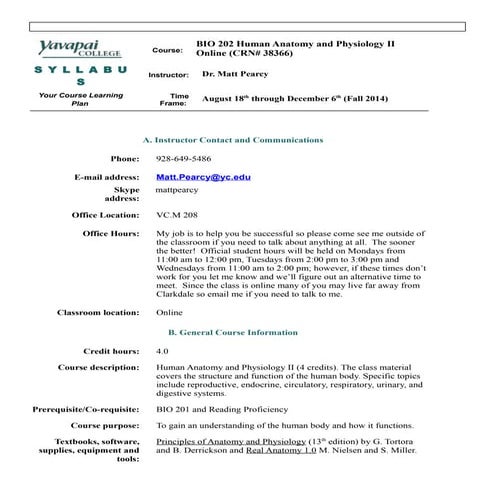 Bio 202 online syllabus fall 14