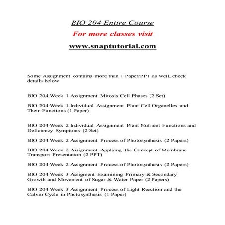BIO 204 Effective Communication / snaptutorial.com