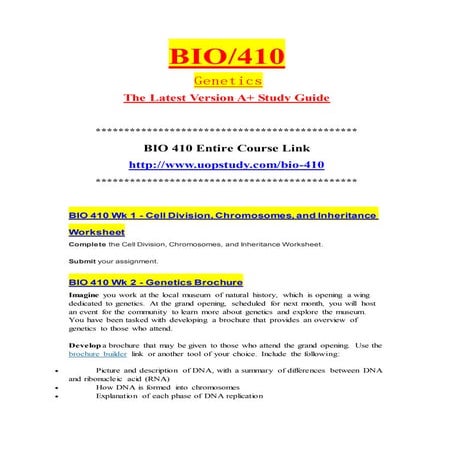 Bio 410 bio410 bio 410 education for service   uopstudy.com