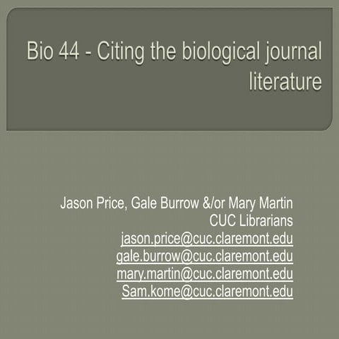 Citing the Biological Literature | PPTX