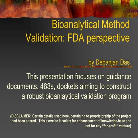 Bioanalytical Method Validation   Fda Perspective