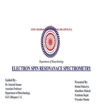 Electron Spin Resonance (ESR) Spectroscopy