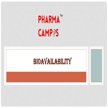 Introduction to Bio-availability study 