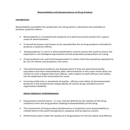 Bioavailability and bioequivalence of Drug Product.docx
