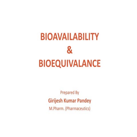 Bioavailability & Bioequivalance