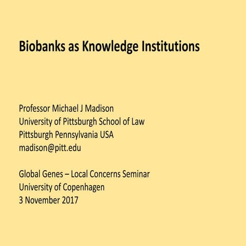 Biobanks as Knowledge Institutions