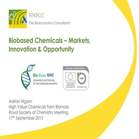 Biobased chemicals – markets, innovation & opportunity