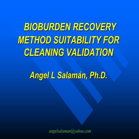 Bioburden Validation Strategy for Cleaning Validation
