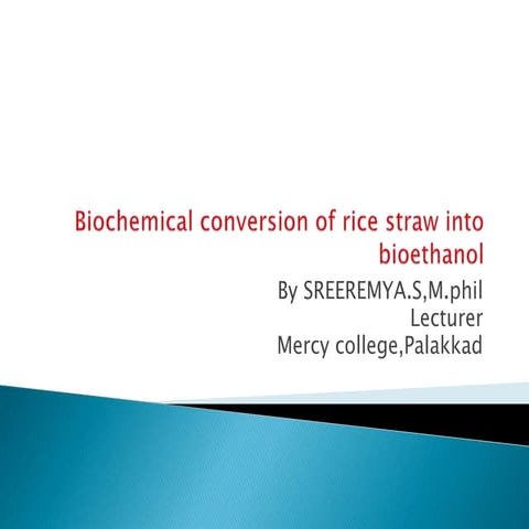 Biochemical conversion of rice straw into bioethanol