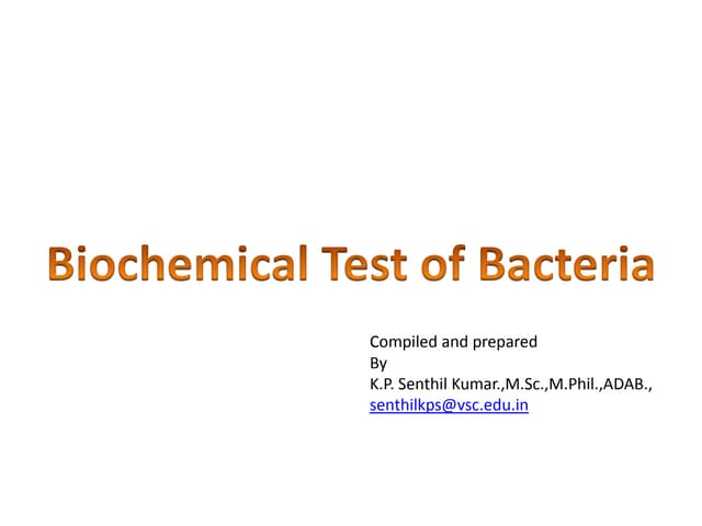 Biochemical test of bacteria