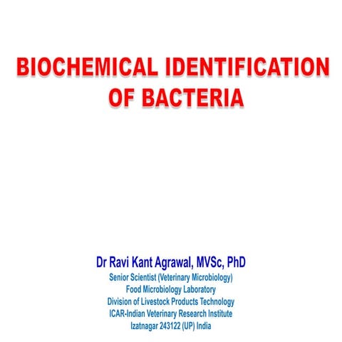 Biochemical tests for identification of bacteria