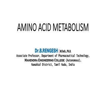 Biochemistry lecture notes amino acids metabolism