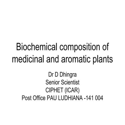 Biochemistry of medicinal plants