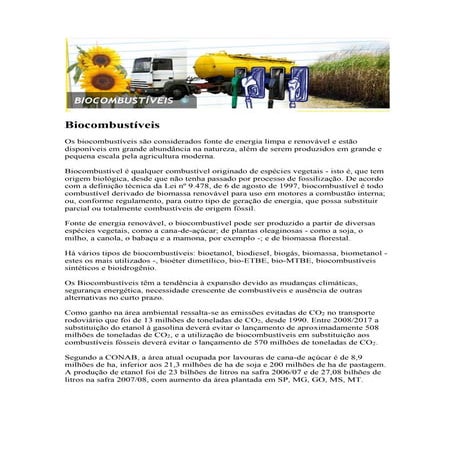 Biocombustíveis e seu derivados 